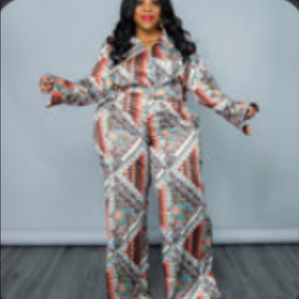 abstract Satin Bodysuit Set